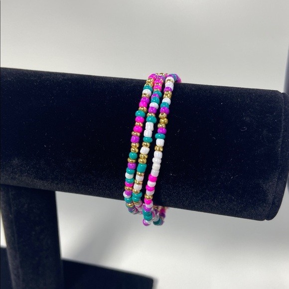 Stackable Multicolor Stretch Seed Bead Bracelets 3 pack Set Birthday Sprinkles