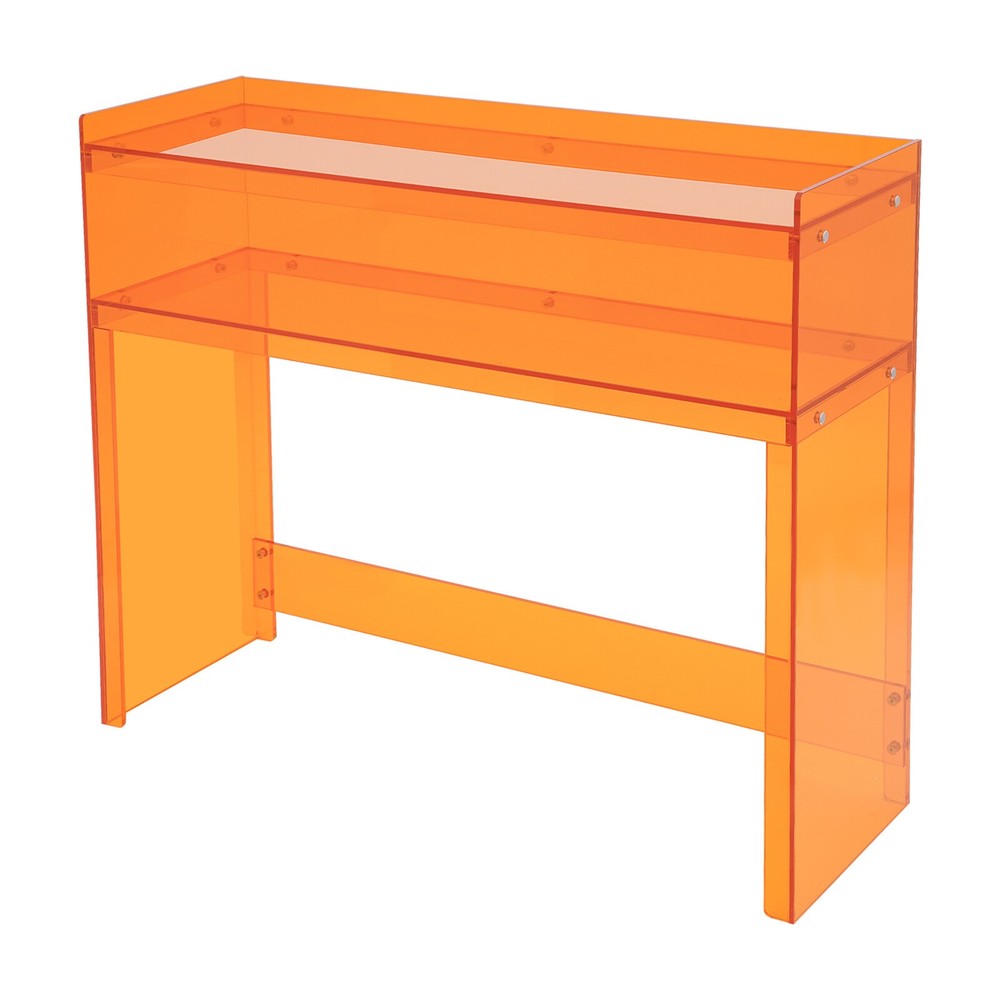 2 Tier Acrylic Table Clear Entry Table Small Entryway Table Orange 100*30*80cm