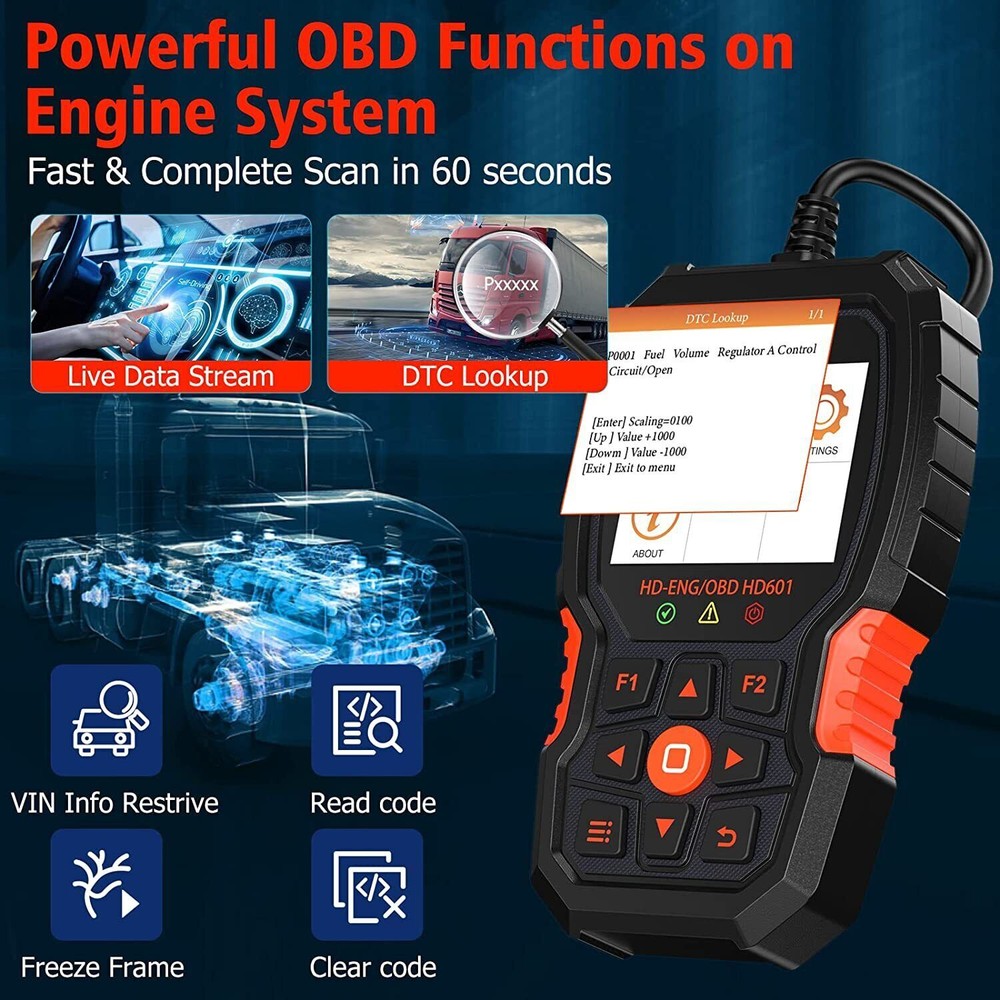 ANCEL HD601 Heavy Duty Truck Diagnostic Scanner Tool Code Reader Reset DPF ABS