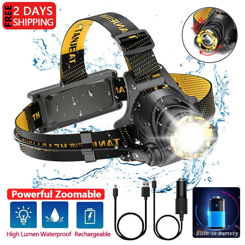 1200000LM USB Rechargeable Headlight LED Headlamp Tactical Head Torch Flashlight