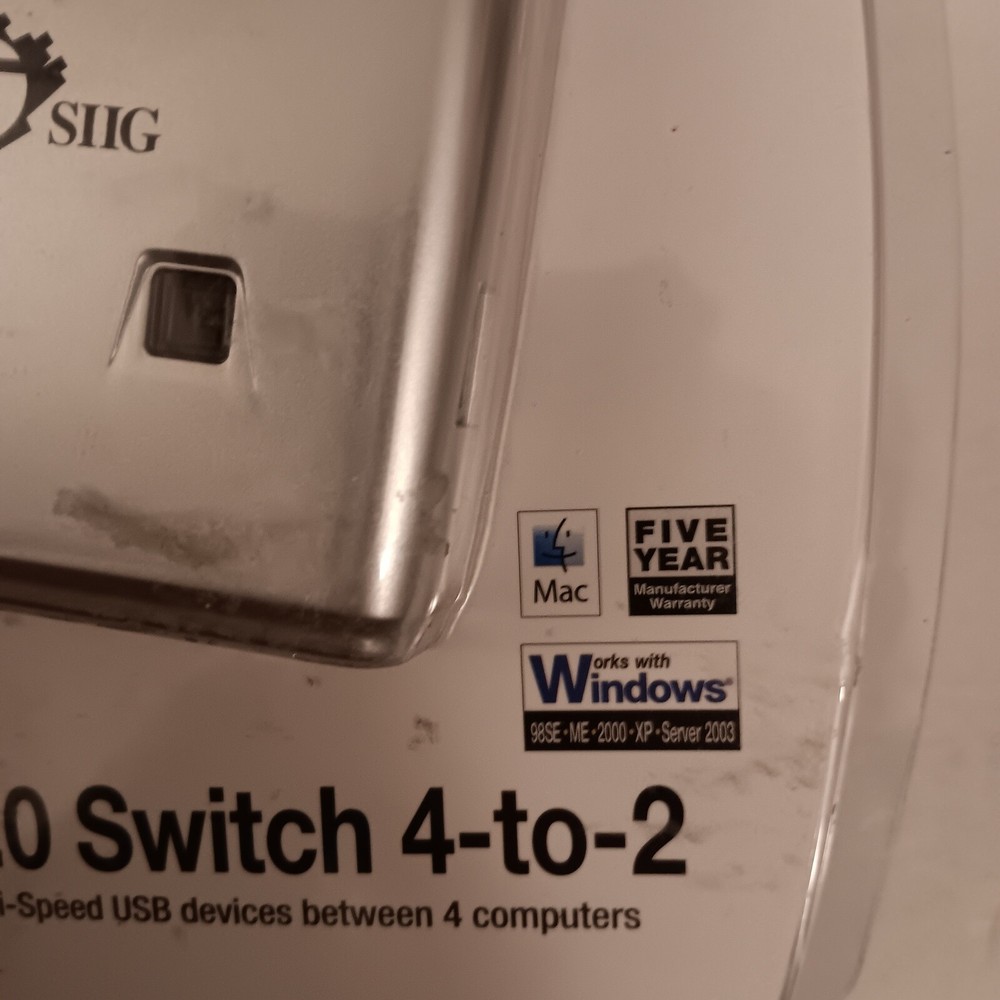 SIIG USB 2.0 Switch 4 To 2 Share 2 Hi-Speed USB Devices Between 4 Computers