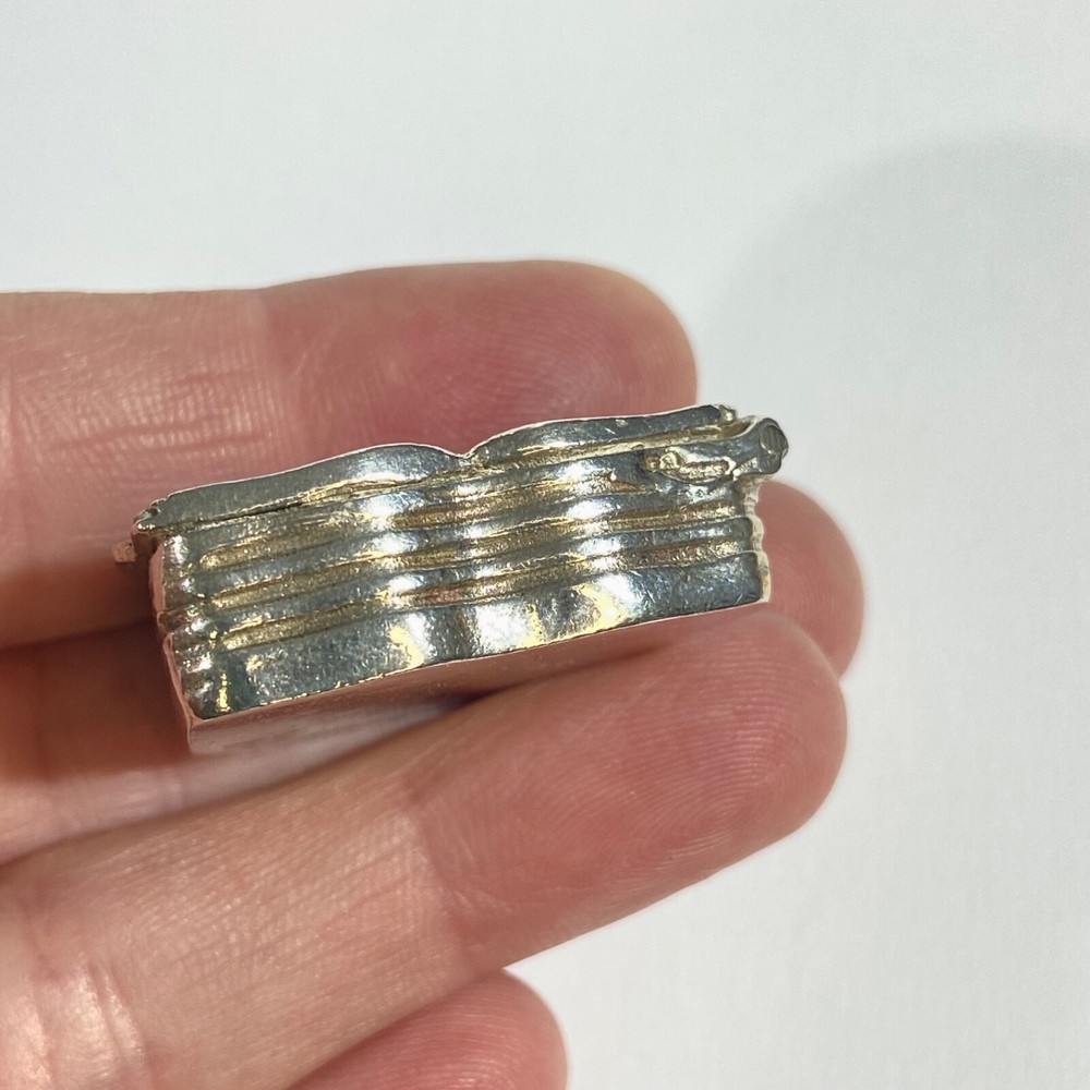 Vintage Solid Silver Italian book shape Pill Box, Hallmarked