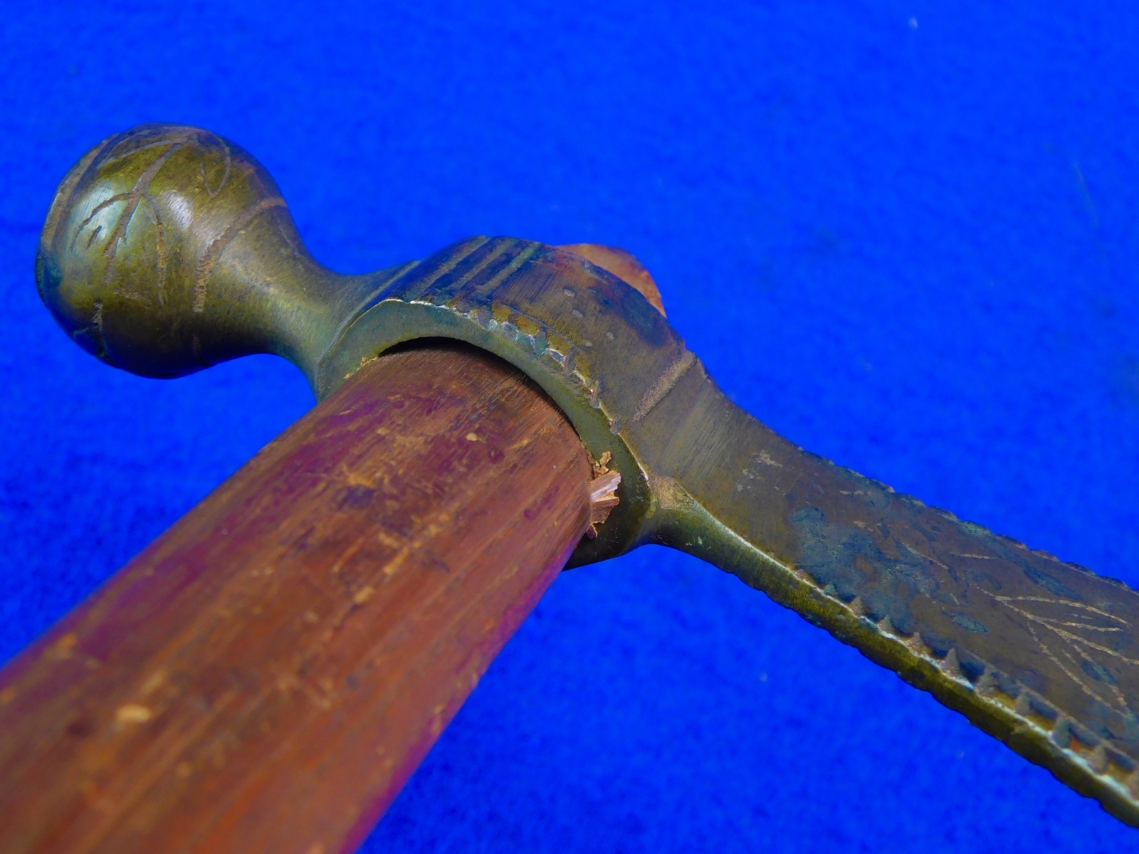 Antique Native American Indian Colonial Brass Head Trade Pipe Tomahawk Axe