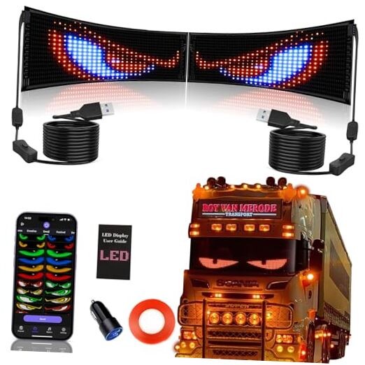 2PCS Synchronized Devil Eyes Light for Truck, 23.4”X4.7” Flex Car Window LED