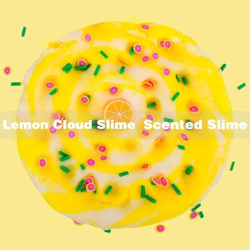 Cloud Slime Kit 5 Pack, with Rainbow Lemon Coffee Slime Charms, DIY