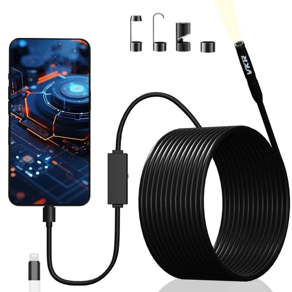 Endoscope Camera with Light 1920P HD Borescope Camera 16.4FT Cable with 8 LED