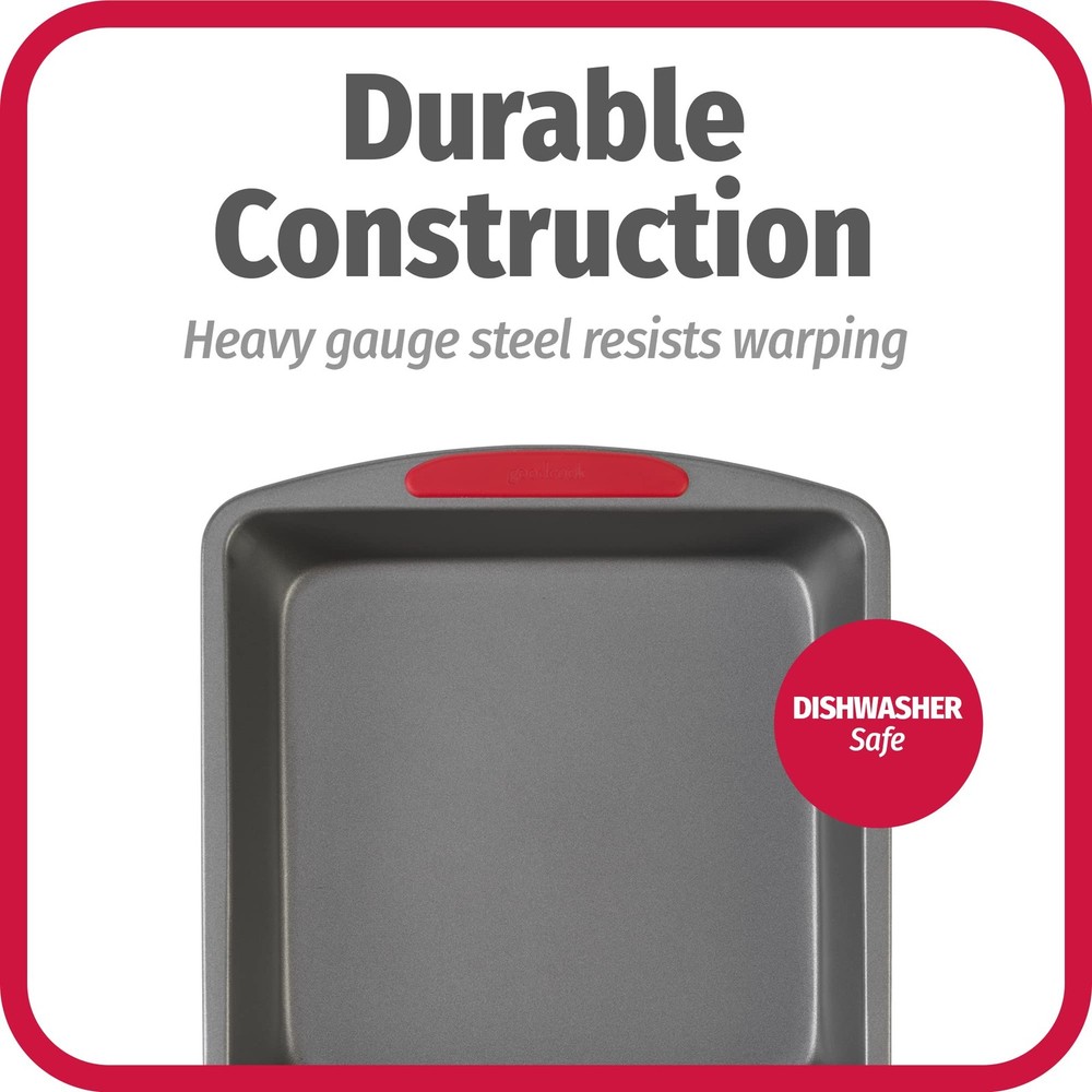 GoodCook MegaGrip Baking Pan with Silicone Grip 8" x (Rectangle), Gray