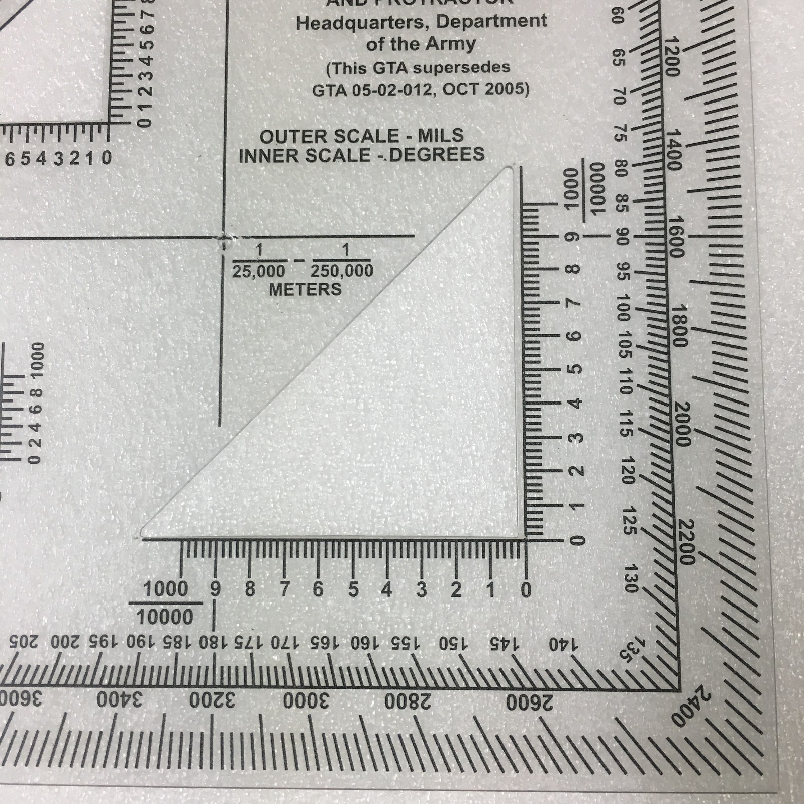 Coordinate Scale & Protractor GTA 05-02-012 Army Graphic Training Aid Mapping