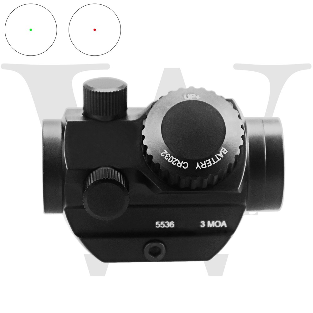 Red / Green Dot Sight 2 MOA Reflex Gun Sight Rifle Scope With 1 inch Riser Mount