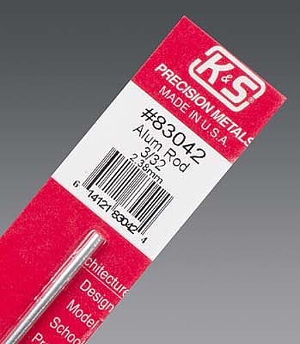 K-S 3/32''x12'' Solid Aluminum Rod (1) - #83042