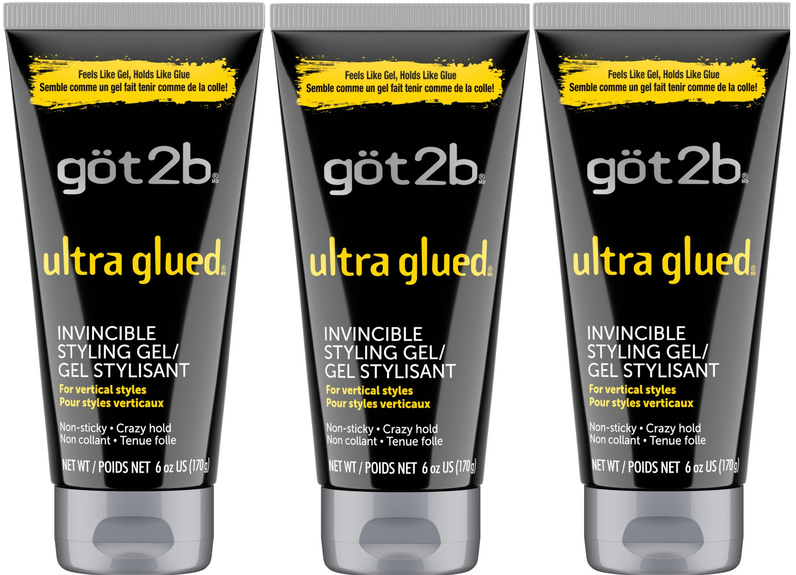 Got2b Ultra Glued Invincible Styling Hair Gel, 6 oz (Pack of 3) Free Shipping