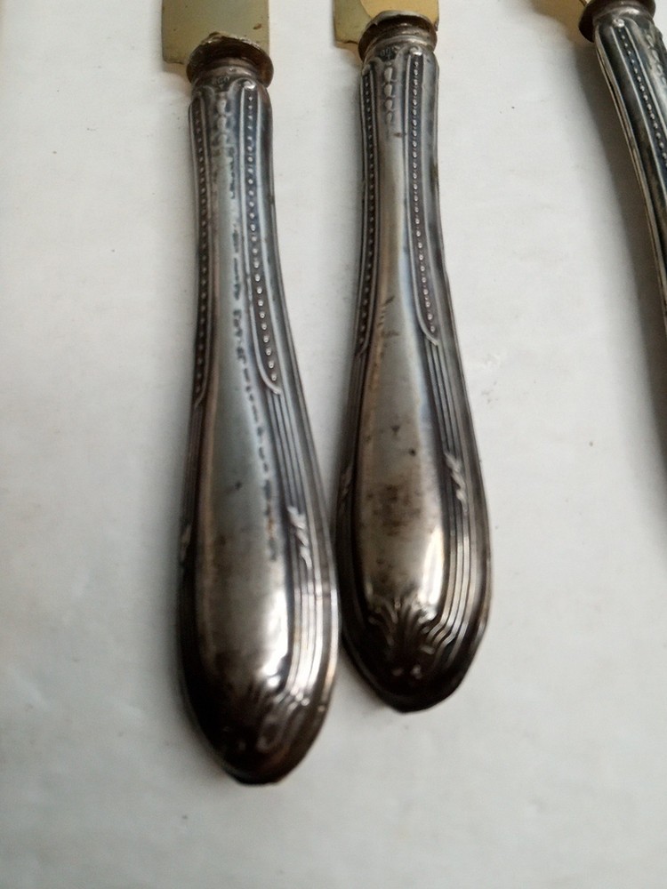 ANTIQUE .800 Silver Handled Forks & Knives Set 12 Pc.
