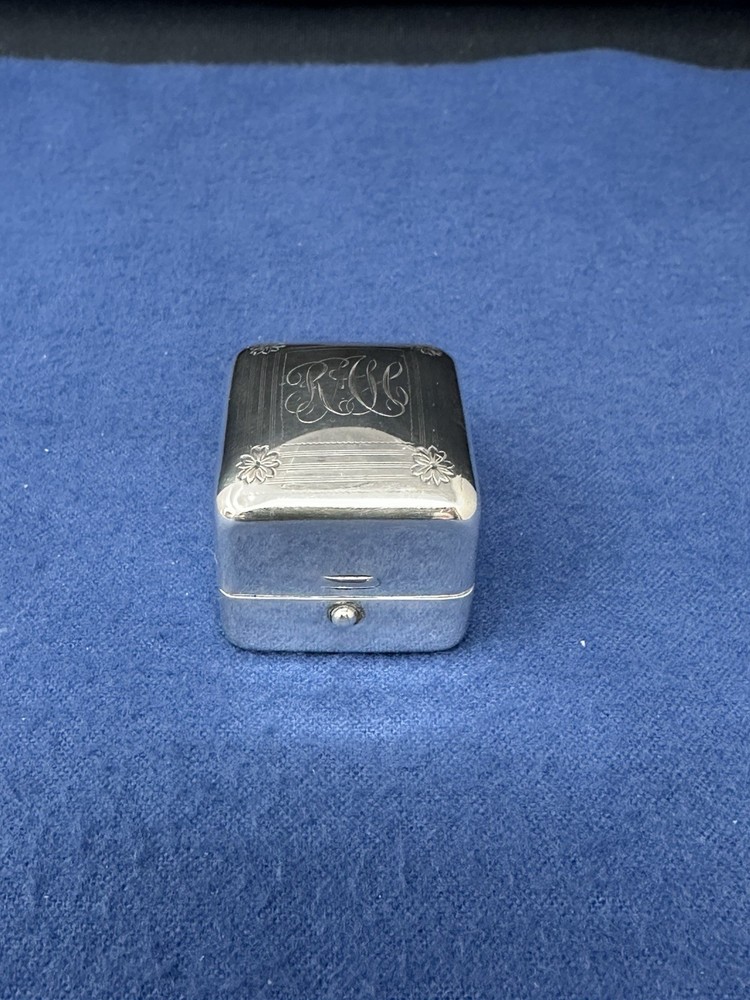 RODEN BROTHERS STERLING RING BOX MONOGRAMMED