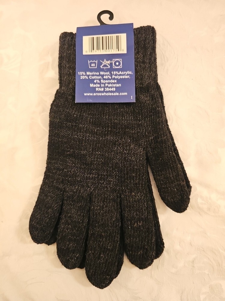 Subzeros Black Wool Unisex Gloves