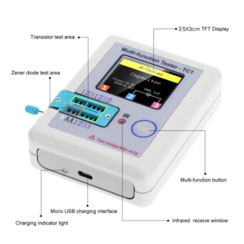 LCR-TC1 Display LCD Multi-meter Transistor Tester Diode Triode Capacitor Test
