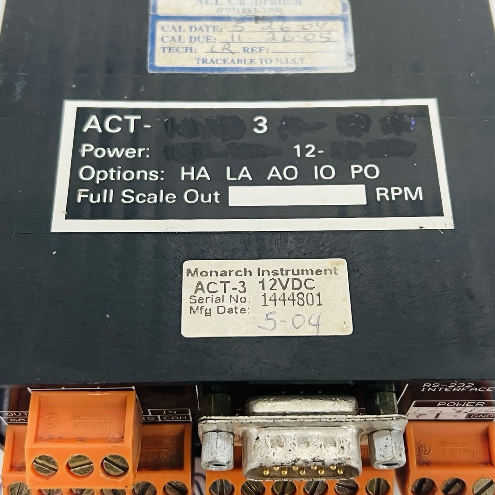Monarch Instrument ACT-3 Panel Tachometer