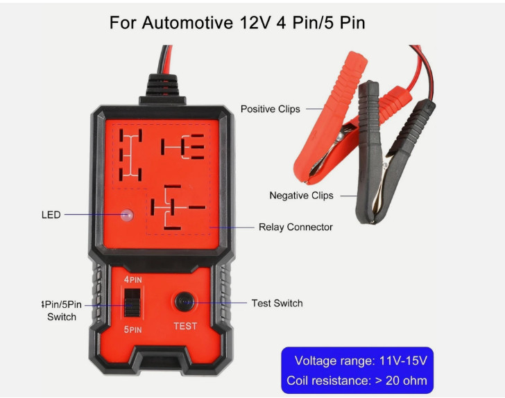 New Automotive Electronic Relay Car Relay Tester -4/5Pin 12V Car Diagnostic Tool