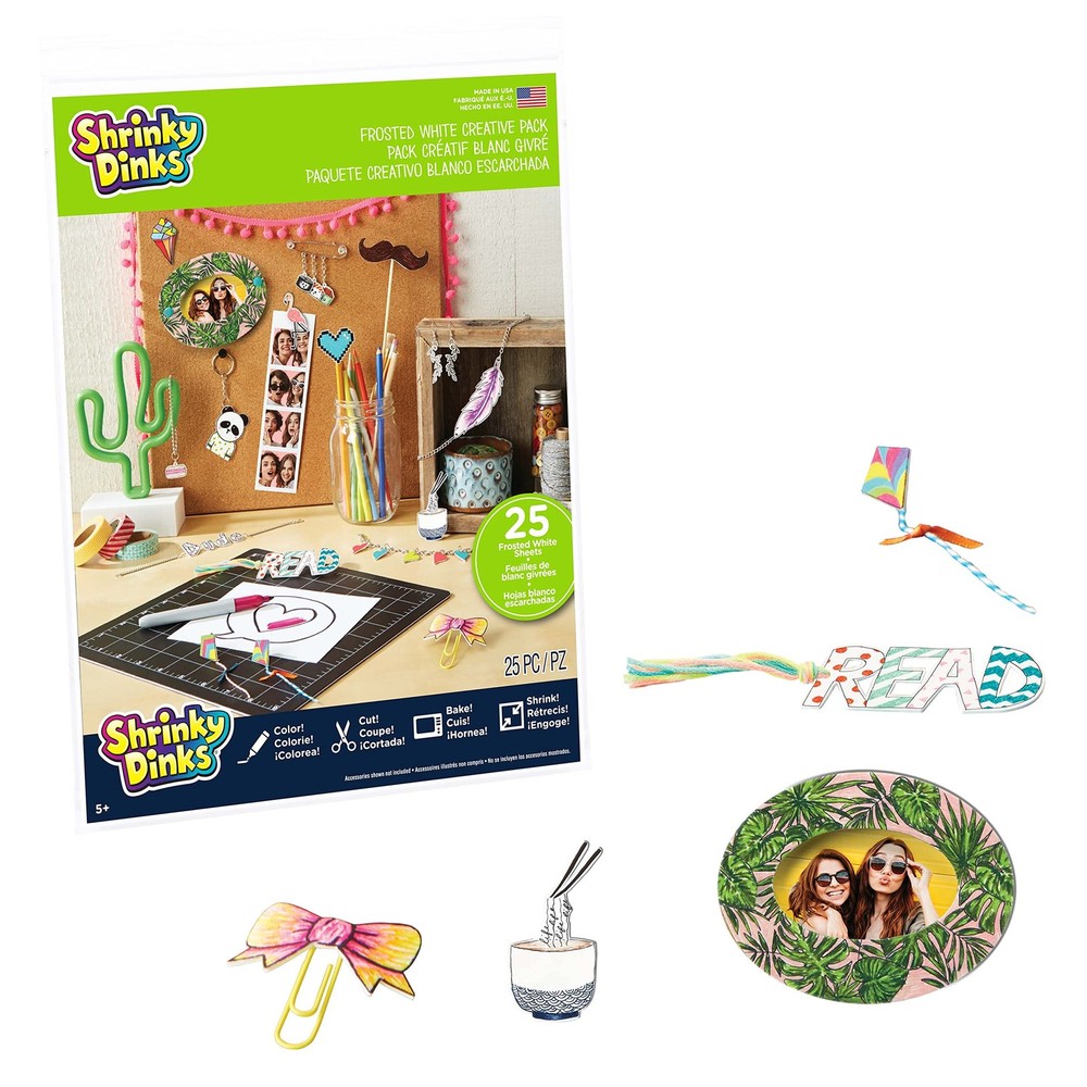 Just Play Shrinky Dinks Creative Pack, 25 Sheets Frosted Large, Multi-color