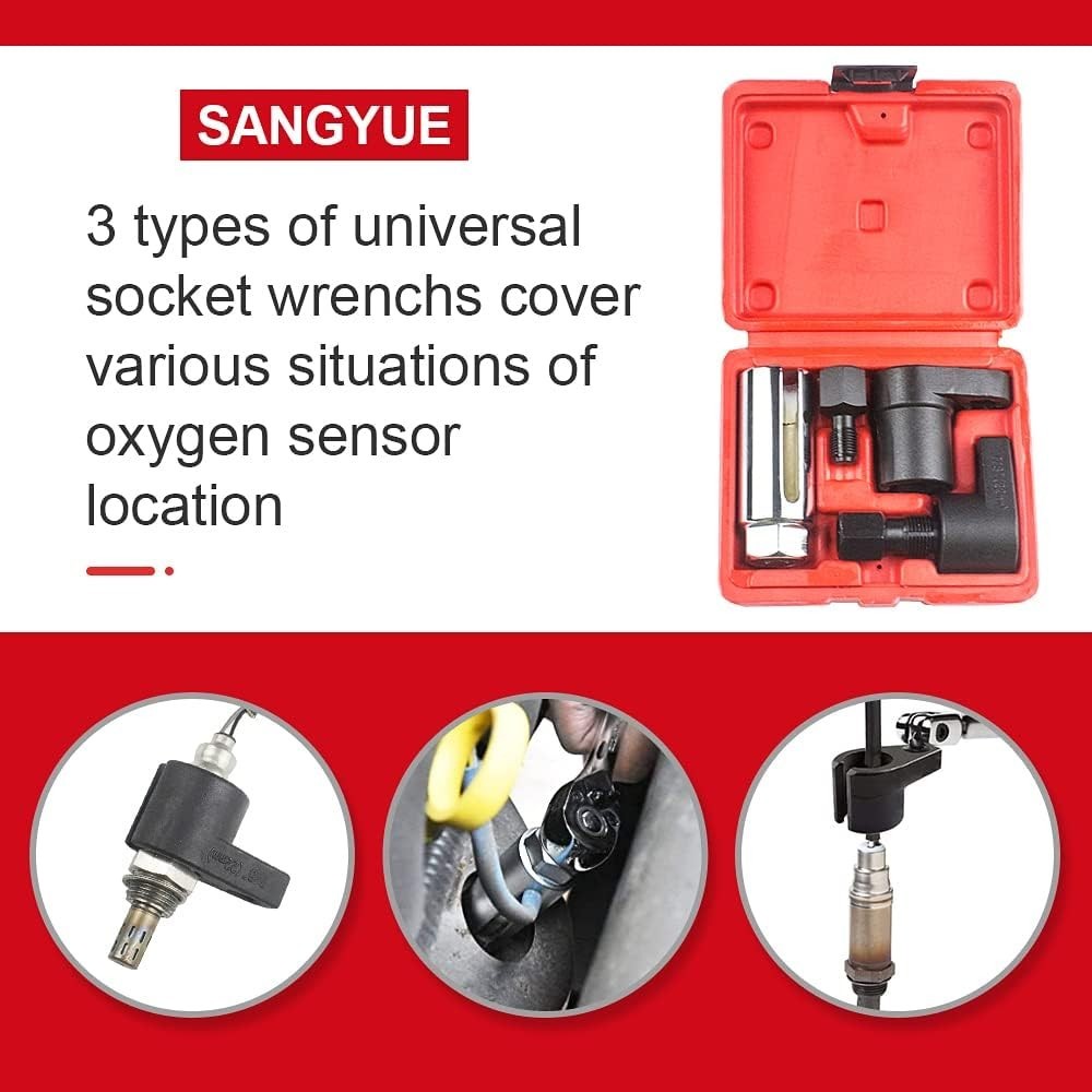 Oxygen Sensor Socket Wrench Thread Chaser 02 Sensor Remover Tool Offset Vacuum S