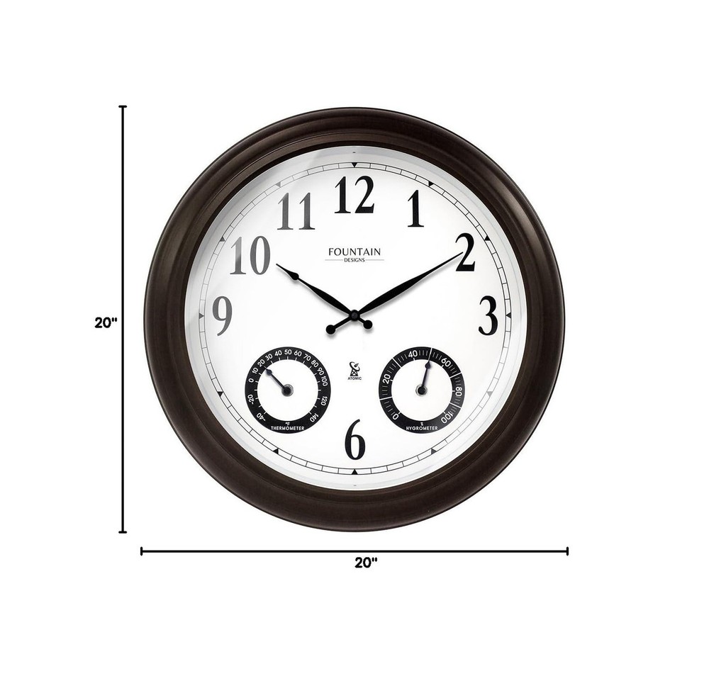 20" Evander Large Outdoor Atomic Wall Clock with Temperature & Humidity, Wate...