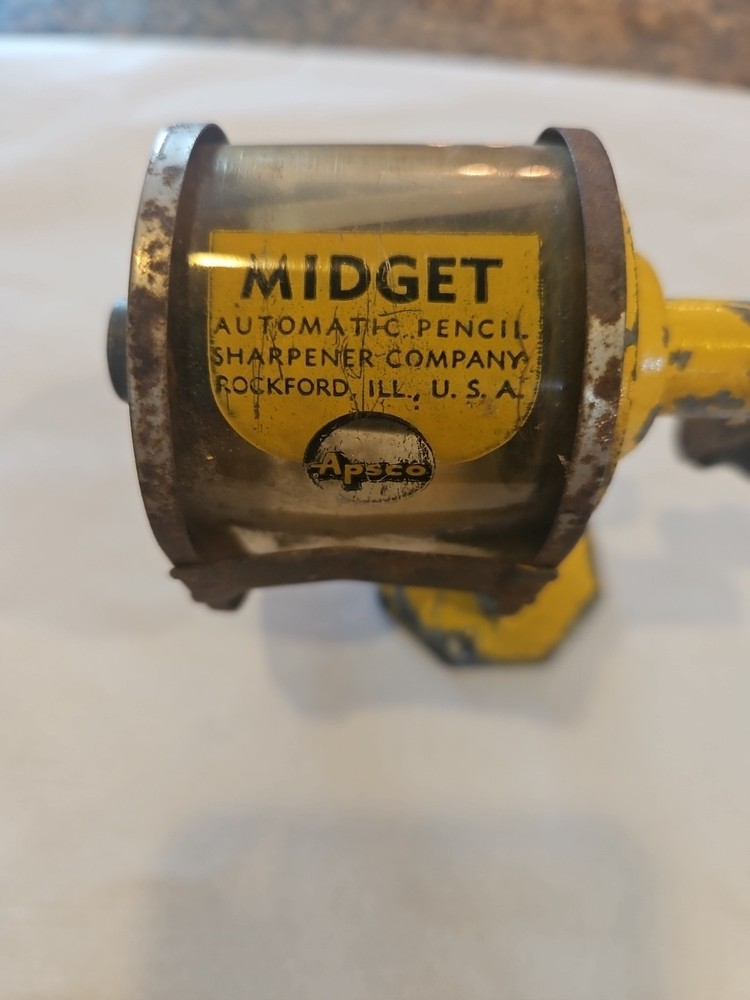 Vintage Apsco Yellow Midget Automatic Pencil Sharpener