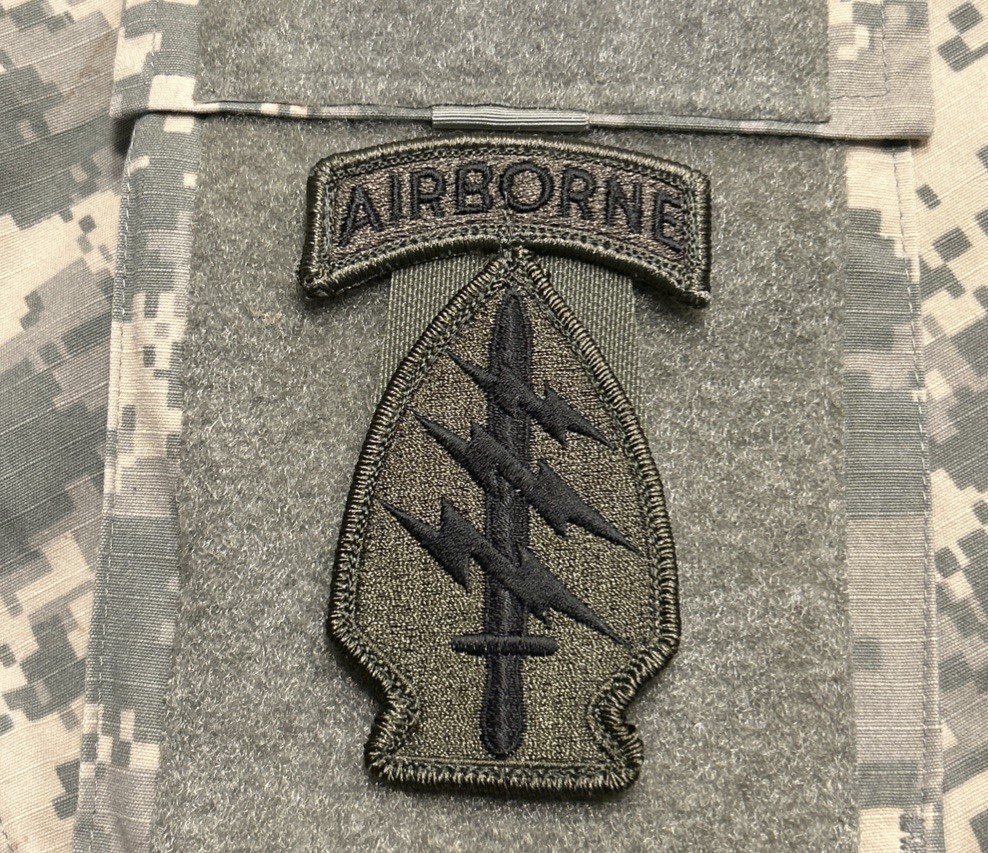 US Army Special Forces Command Patch BDU w/ Hook OD Green SFGA