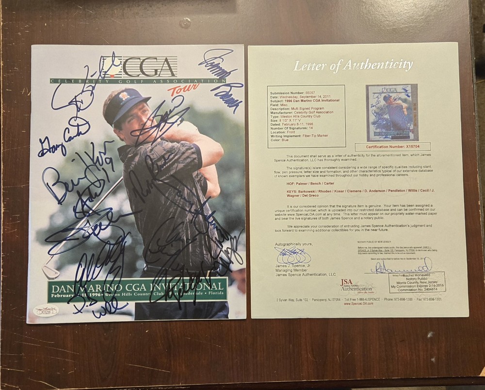 Johnny Bench Gary Carter Jim Palmer w/ Others Multi Signed Program JSA Certified