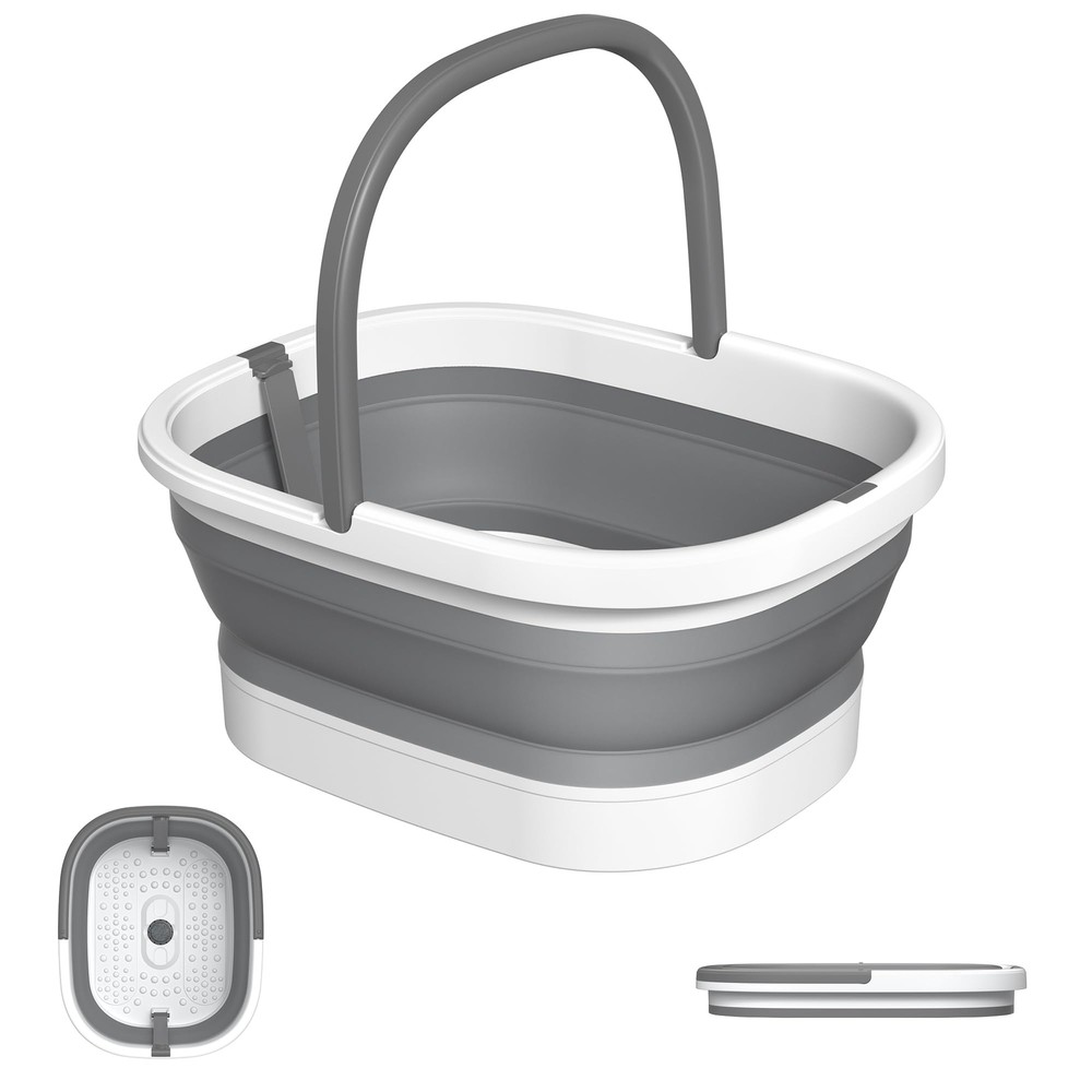 Collapsible Foot Bath Basin with Handle, Massage Points, Pumice Stone