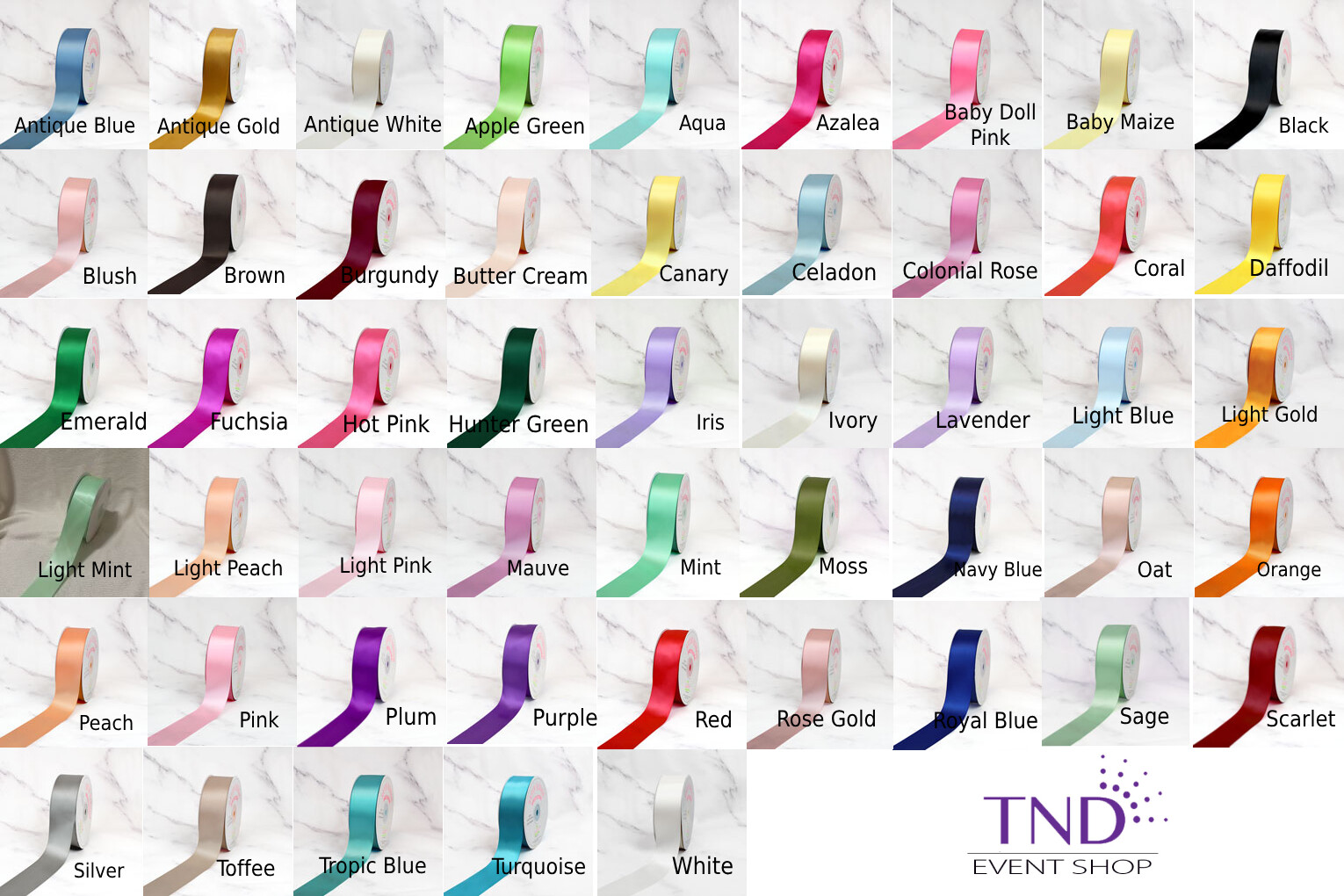 SATIN RIBBON 100% POLYESTER 50 YD/100 YD ROLL 1/4" 3/8" 5/8" 7/8" 1.5" WIDE