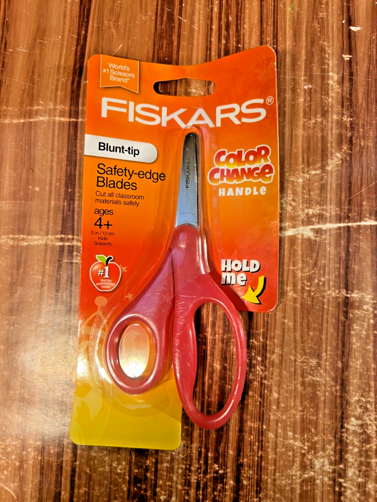 Fiskars Scissors Color Change Red Orange Handle Pointed-Tip Safety Edge Blade