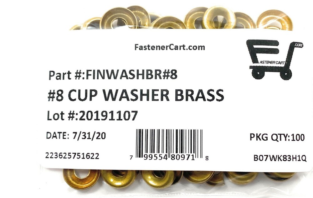 (100) #8 Solid Brass Finishing Washers Cup Washers Fast Free Shipping