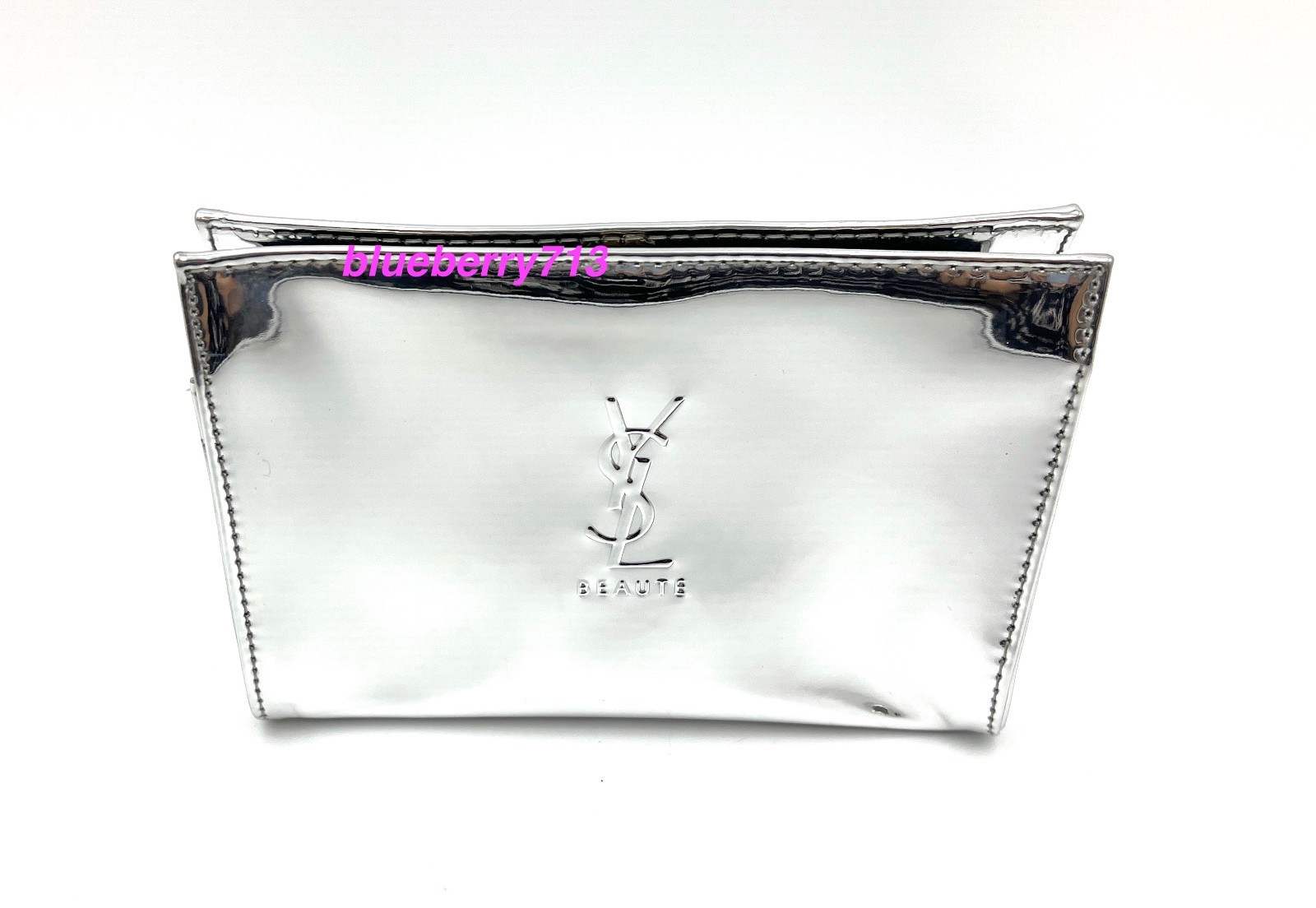 New! YSL Yves Saint Laurent Beauty PVC Makeup Cosmetic Bag ~ Silver