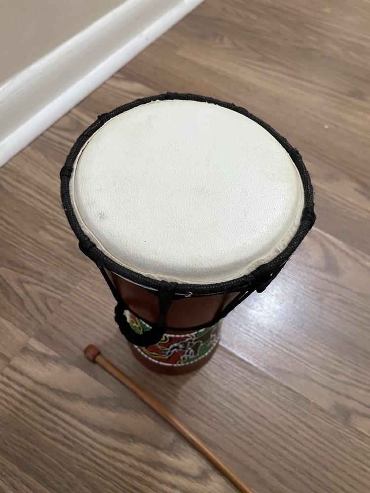 Hand Crafted Mini Wood Drum Hand Painted