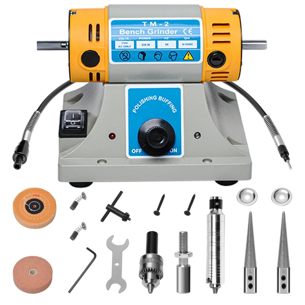 TM-2 Versatile Jewelry Polisher, Adjustable Speed Bench Buffer Grinder Polish...