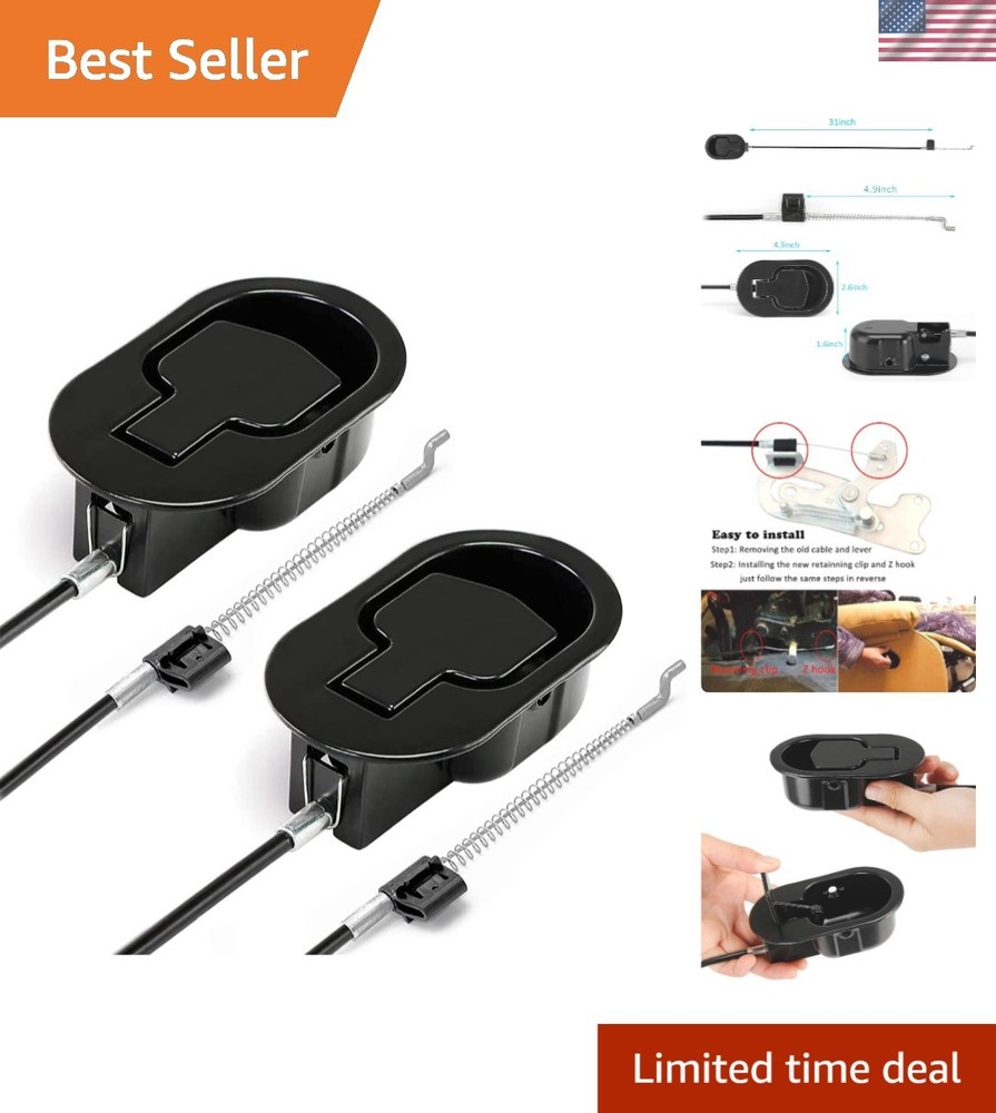 2Pcs Universal Metal Recliner Handle Replacement & Cable, Easy Install Kit