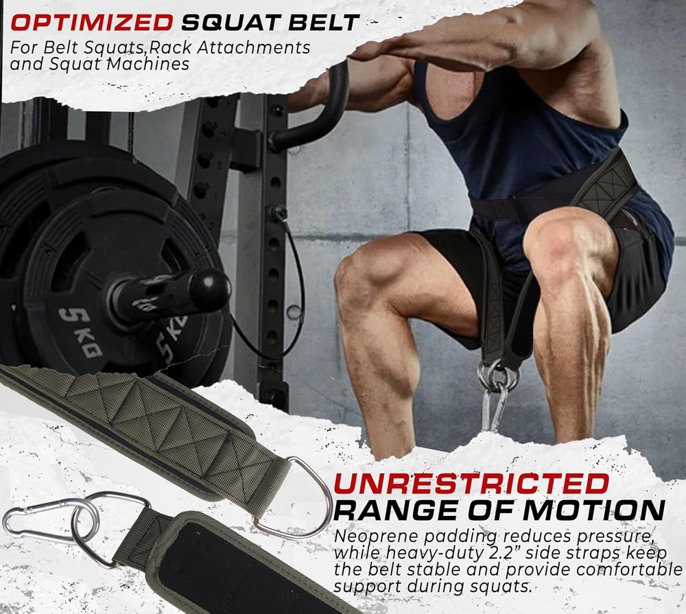 Belt for Squats, Rack Attachment & Squat Machine, Weight One Size, Green
