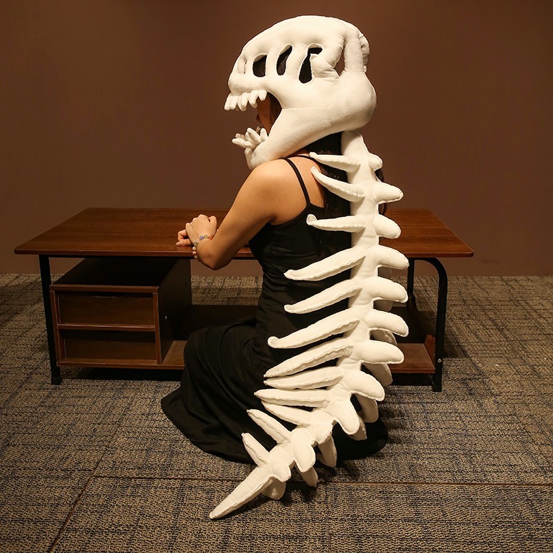 Dinosaur Skeleton Headgear Pillow with Sound Party Cosplay & Sofa Lounging