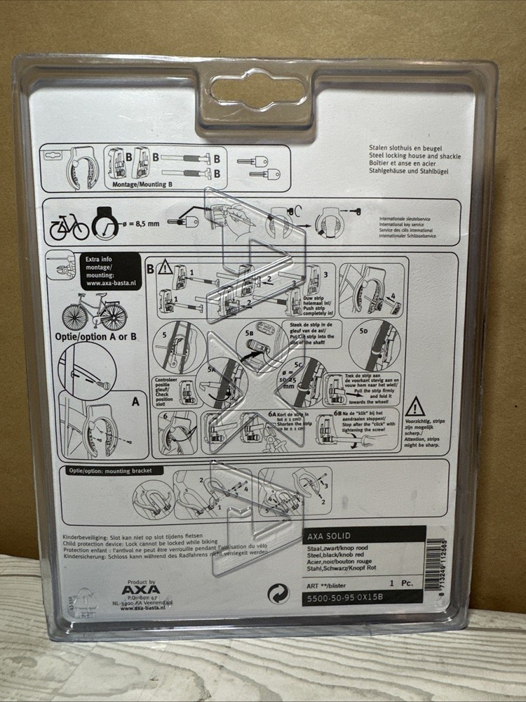 Bicycle frame lock AXA solid e-bike lock steel frame mounting black