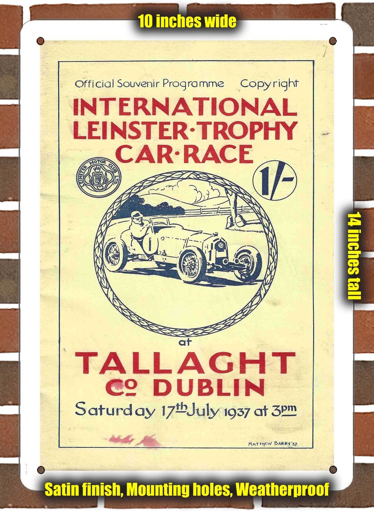 Metal Sign - 1937 Tallaght Circuit Racing Program - 10x14 inches