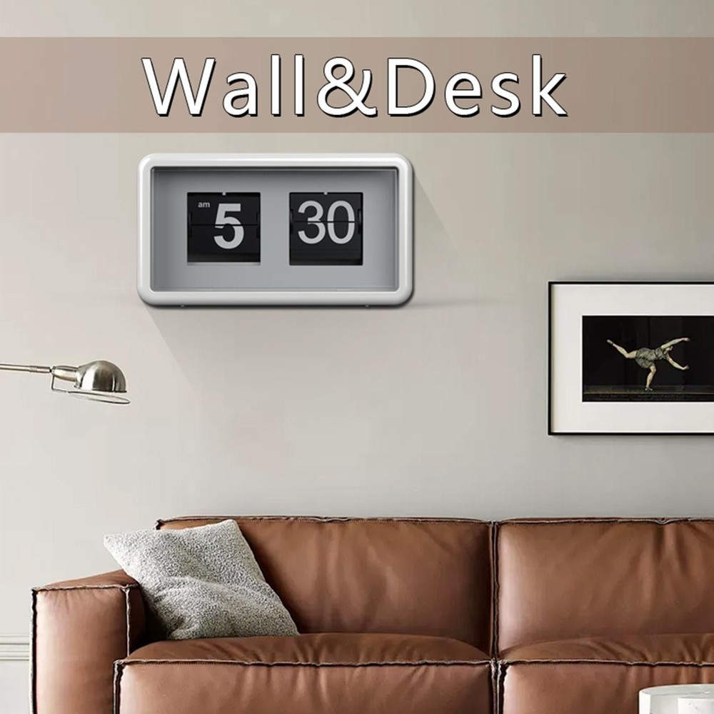 Auto Flip Clock Large Number Display Silent Modern Decoration Shelf Table Clock