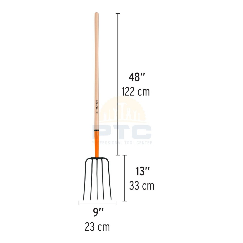 Truper BPJ-5 Straw pitchfork, 5 teeth, 48" handle