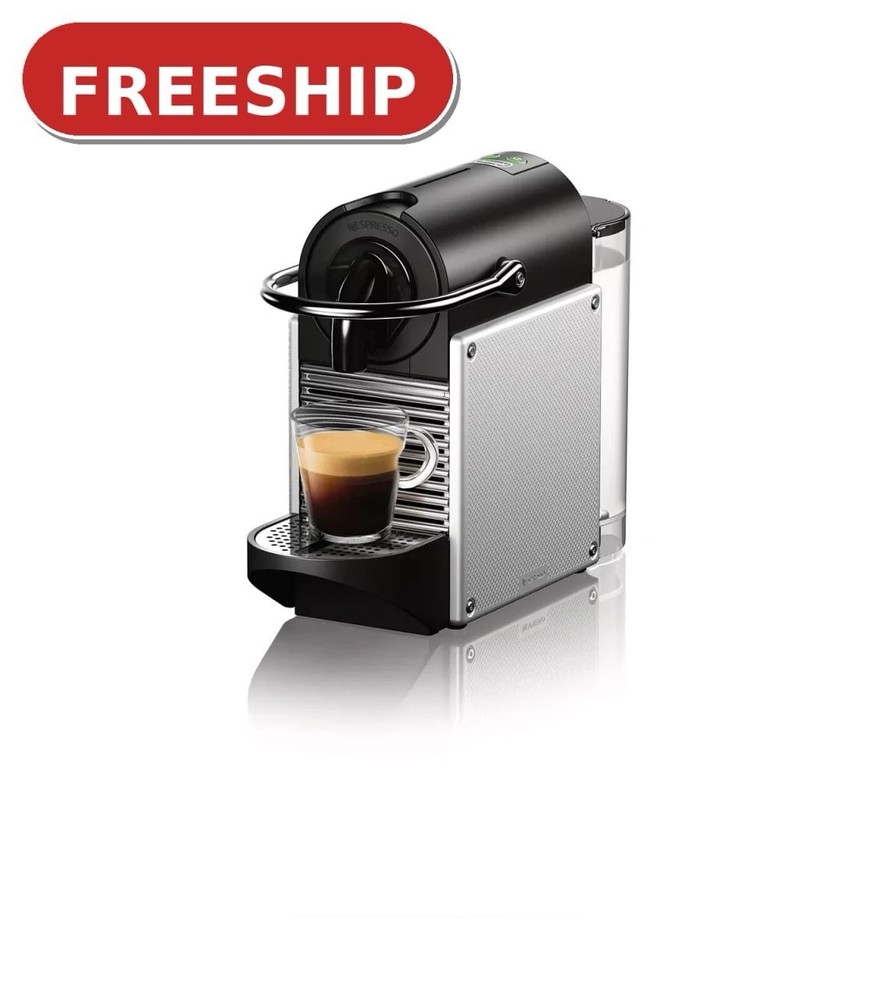 Nespresso Pixie Capsule Coffee Machine Black Silver Removable Water Tank
