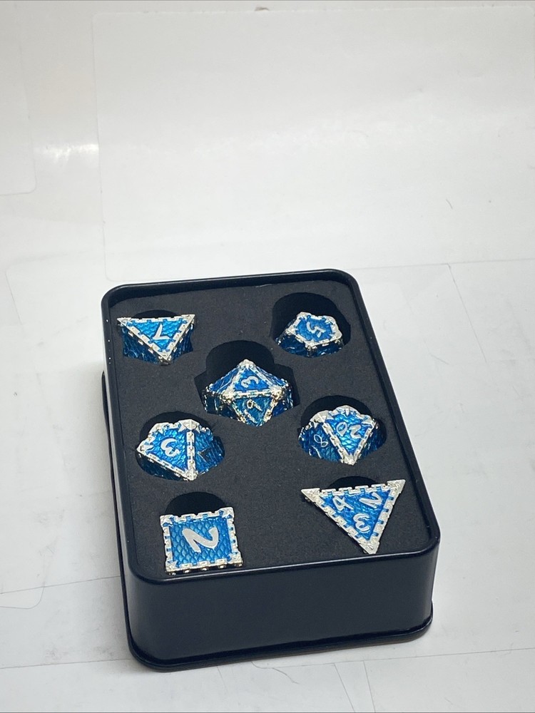 DND Dice Set (Blue & Silver) 7pcs