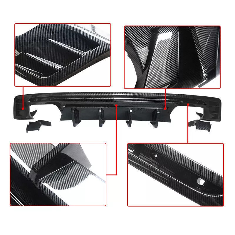 Carbon Fiber Rear Bumper Lip Diffuser Spoiler For Chevy Camaro SS LT LS 2016-24