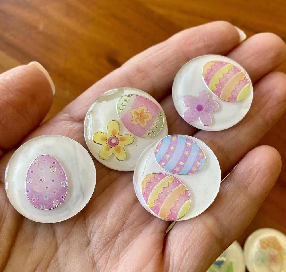 15pc 1” Handmade Fridge Magnet Set ~ EASTER ~ EGGS ~ BASKET ~ Flowers ~ SPRING