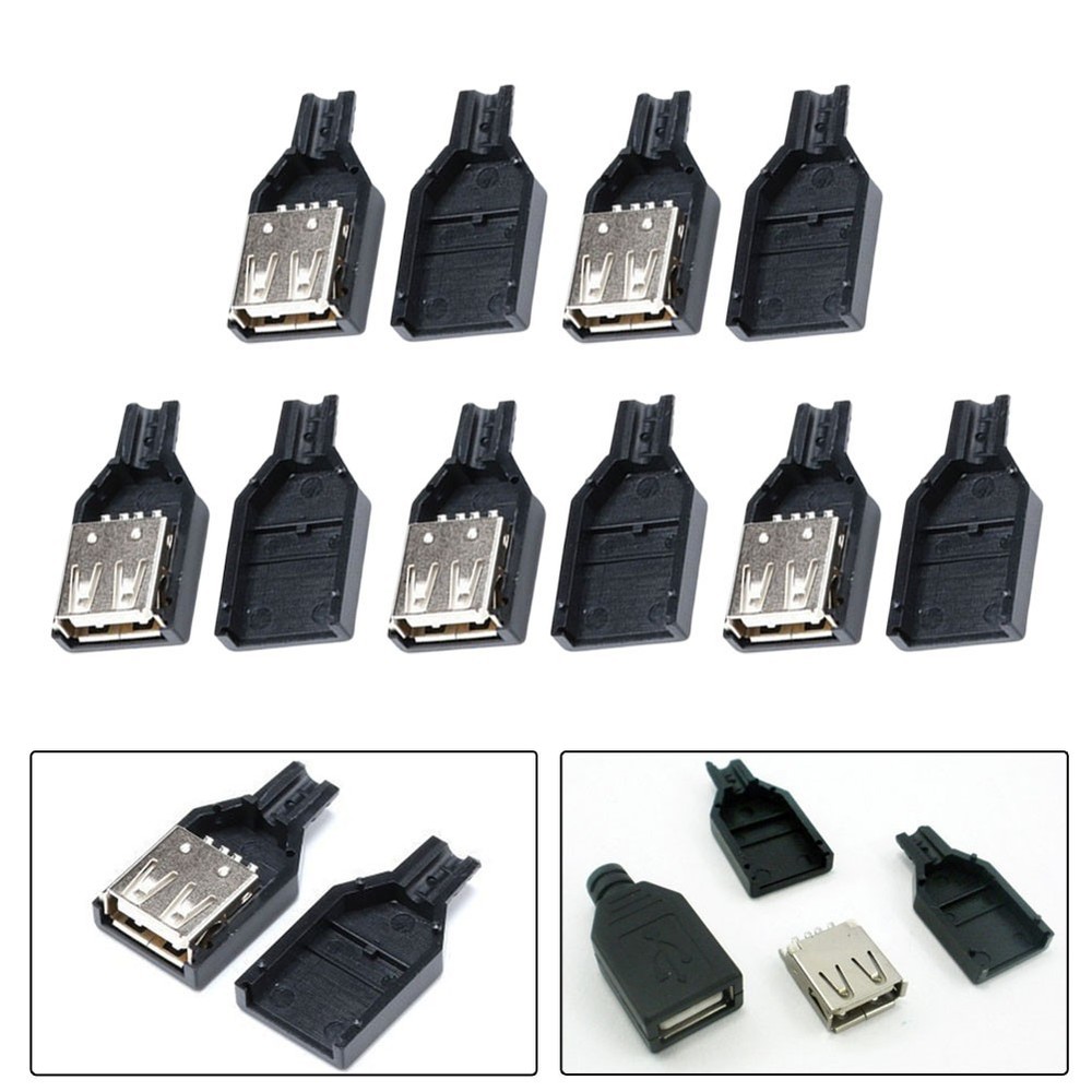 USB Female Socket Shell USB 2.0 Female Socket Accessories High Quality