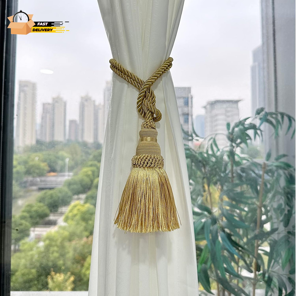 2 Pack Curtain Tie Backs Rope Tassels for Curtains Drape Tiebacks H