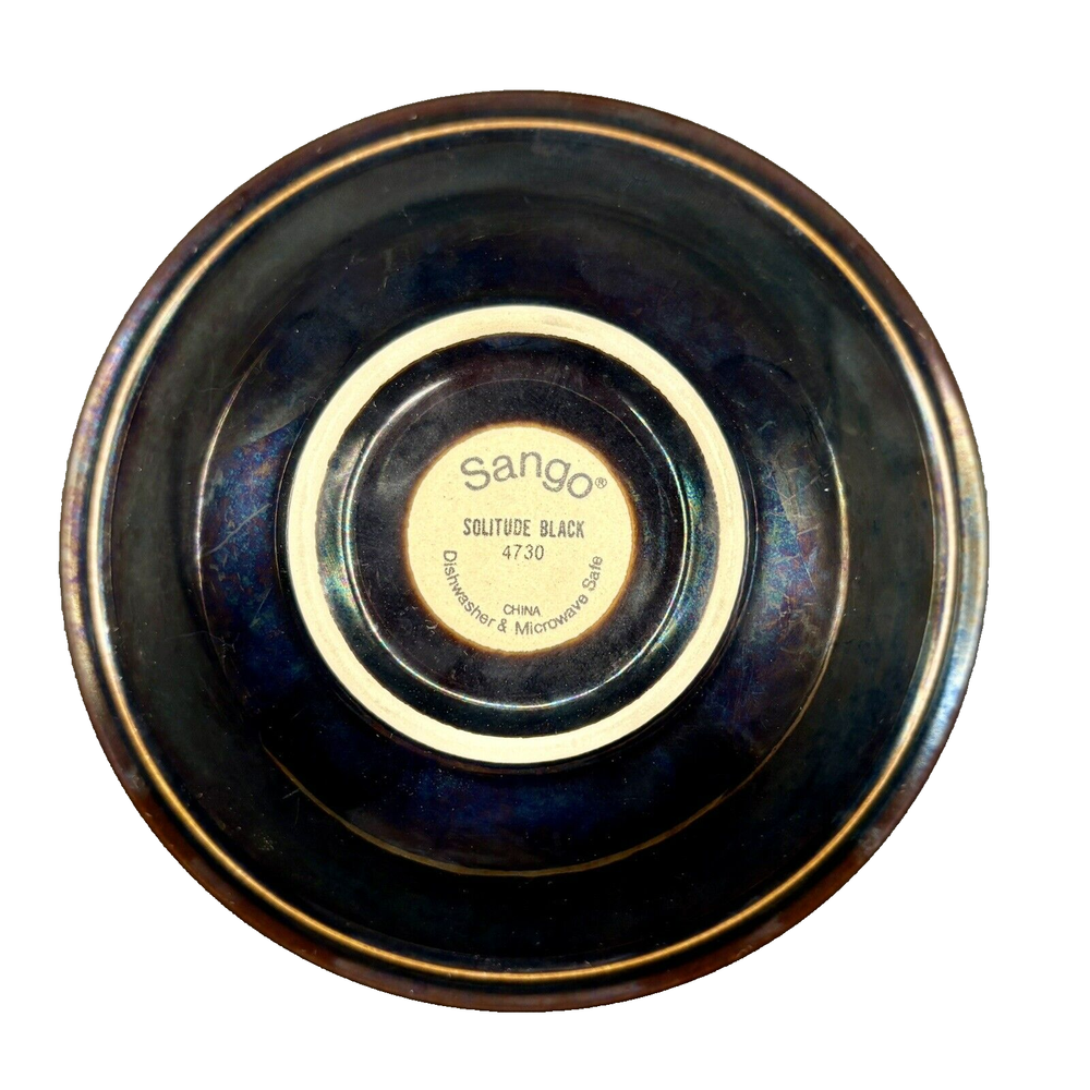Sango Solitude Black 4 Piece Place Setting- Plates, Bowl, & Cup - #4730 Retired