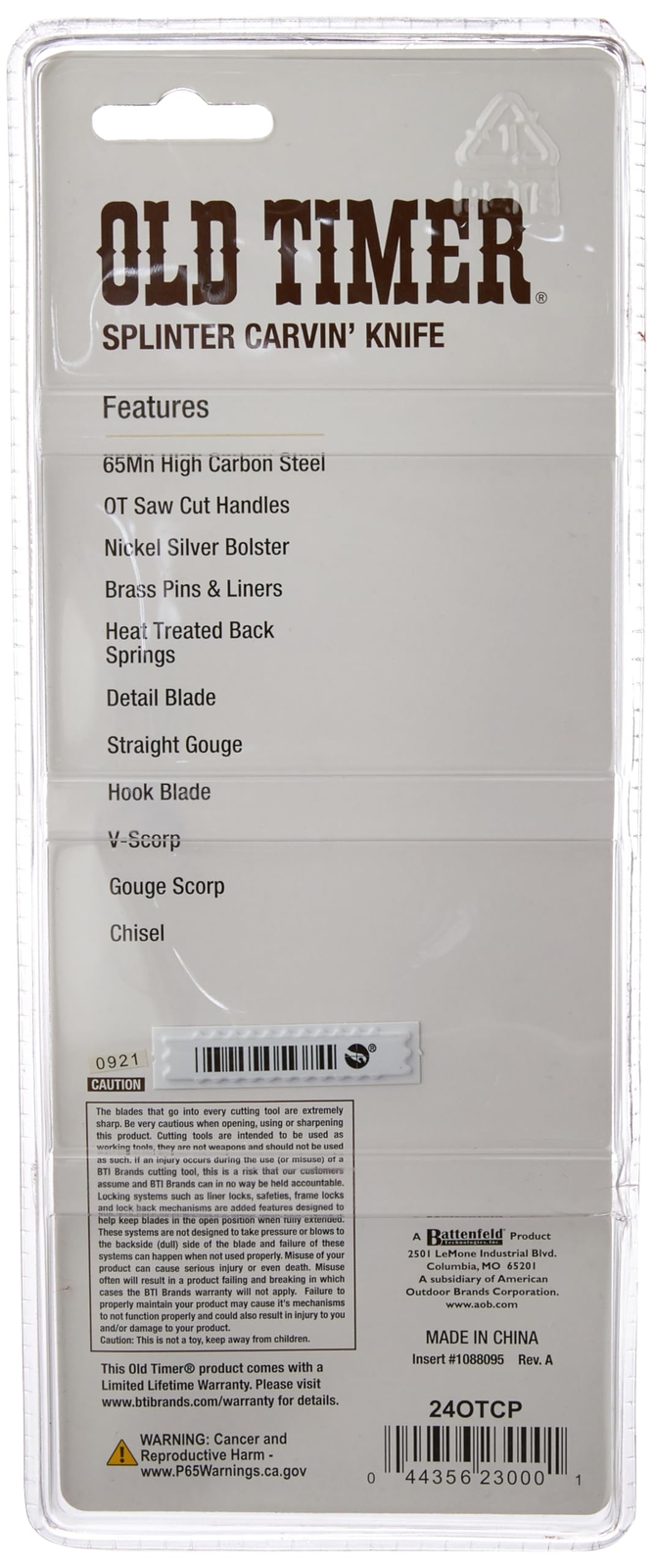 Old Timer 24OTCP Splinter Carvin' 6in Traditional Folding Whittling Knife with