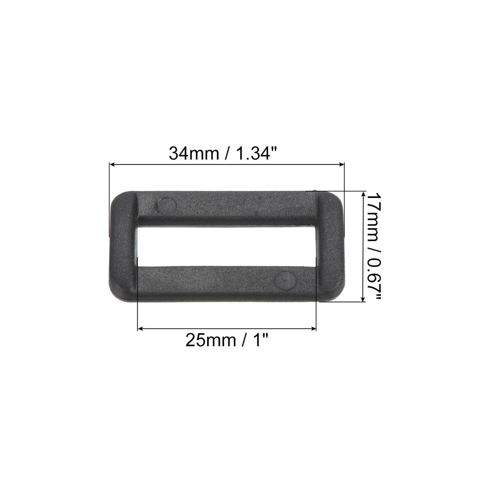 1 Inch Rectangle Buckle 50 Pack Plastic Webbing Strap Fastener Black